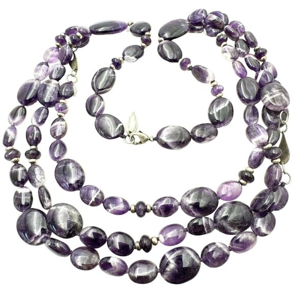 Designer Womens Necklace Sterling Silver Amethyst Statement 171 Grams - Picture 1 of 3